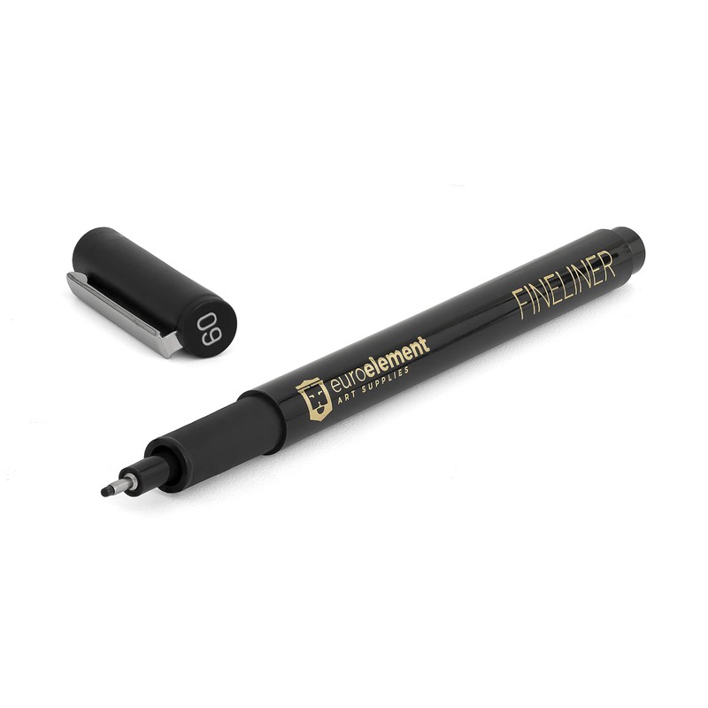 EuroElement Black Fineliner Pens Set Art Supplies 12 Pack Technical