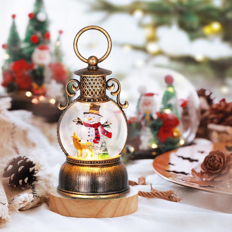 POPETPOP Christmas Lantern Snow Globe with Music: Musical Snowman Globe