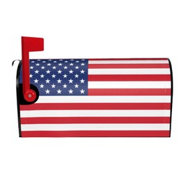 Abucaky American Flag Mailbox Cover Magnetic Independence Day Patriotic Waterproof Mailbox Wraps Post Letter Box Decor 21x18 in
