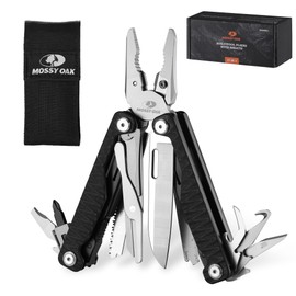 MOSSY OAK Multitool, 17-in-1 EDC Multi Tool with CNC-Machined Steel Pliers, G10 Anti-Slip Handle, Nylon Sheath & Belt Clip – Durable MultiTool for Camping, Hiking, Hunting, Survival, and Everyday Use
