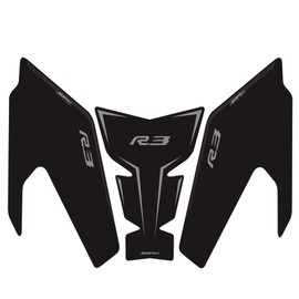 TZMAPU Motorcycle Fuel Tank Protector For Yamaha R3 Fuel Tank Pad Non-Slip Gas Tank Sticker Set Rubber Protection Pad (Black)