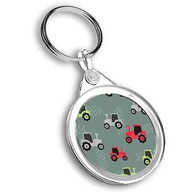 Destination Vinyl ltd 1 x Round Photo Keyring Farm Tractors Farming Kids Boys Unisex |Keychain|Keyring|Charm| #170554