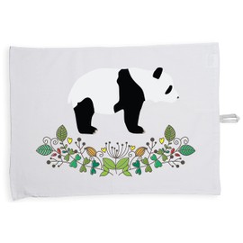 Hippowarehouse Panda floral Tea Towel Eco Printed Dish Cloth Kitchen accessory 50cmx70cm 100% Cotton