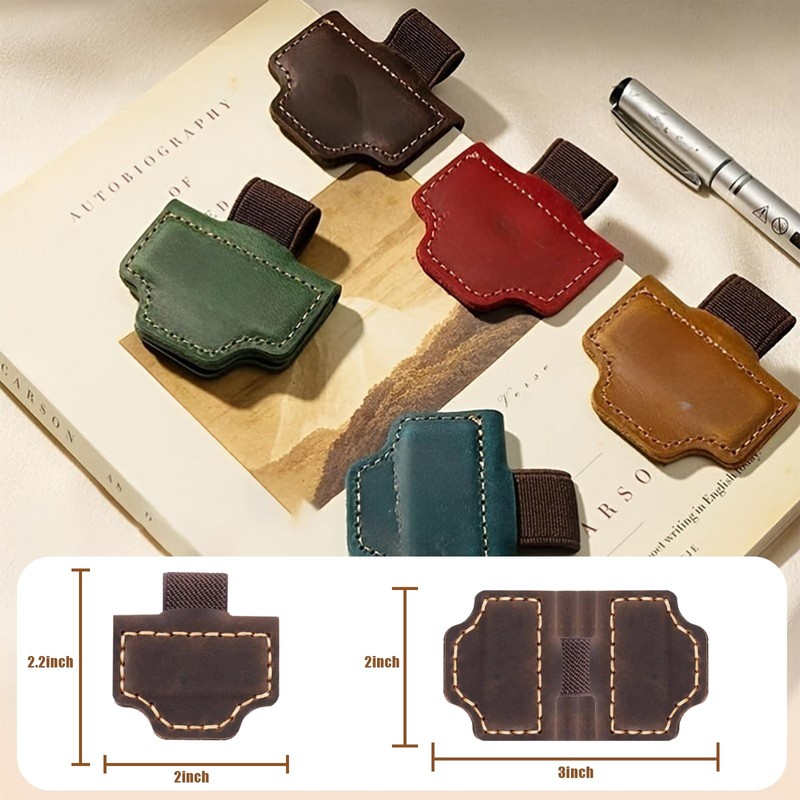 Rexinc Leather Bookmark with Pen Holder, Mark Reading Accessory for