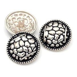 5 Pcs Silver/Gold Vintage Metal Buttons Round Shape Button for Clothing Sewing Accessories (Black & Silver, 18mm)