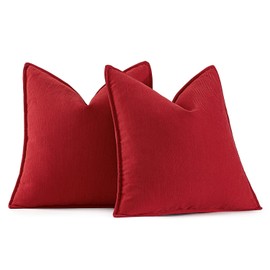 MIULEE Pack of 2 Christmas Red Decorative Pillow Covers 20x20 Inch Soft Chenille Couch Throw Pillows Farmhouse Cushion Covers with Elegant Design for Sofa Bedroom Living Room Home Decor