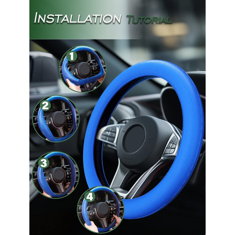 LRITER Car Steering Wheel Cover, Non-Slip Silicone Material, Multiple Color