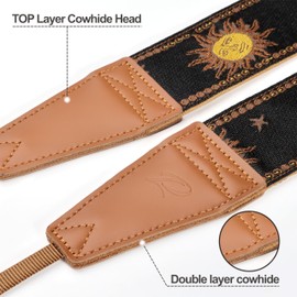 Padwa Lifestyle Sun God Camera Strap - 2" Full Grain Leather Ends, Vintage Sun Face Camera Straps for Photographers, Soft Chamois Velvet Padded Strap Quick Release fits All Cameras