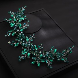 Teyglen Crystal Wedding Headband Bridal Flower Rhinestone Headband Hair Vine Dainty Flower Crystal Hair Pieces for Bride Handmade Headpieces Wedding Accessories for Women Girls