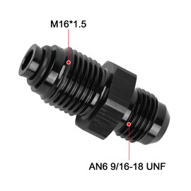 EVIL ENERGY 6AN Male Flare to M16x1.5 O Ring Seal Power Steering Adapter Fitting Connector Aluminum Black 2PCS