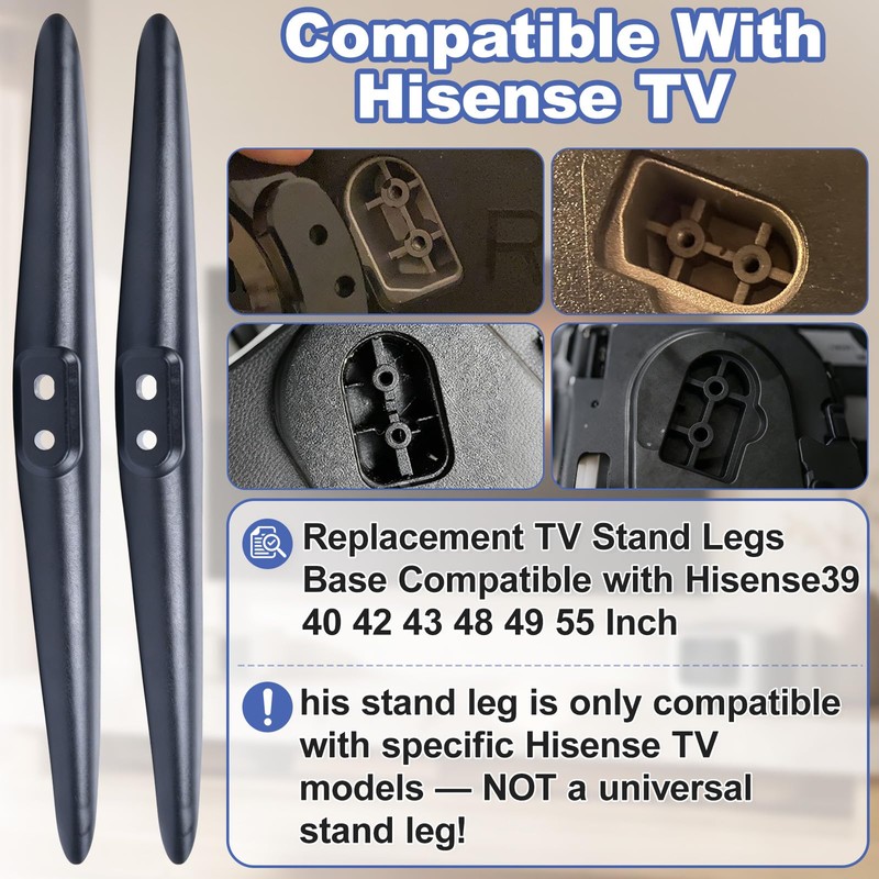1 Pair TV Legs compatible with Hisense 39"–55" TV,with Full