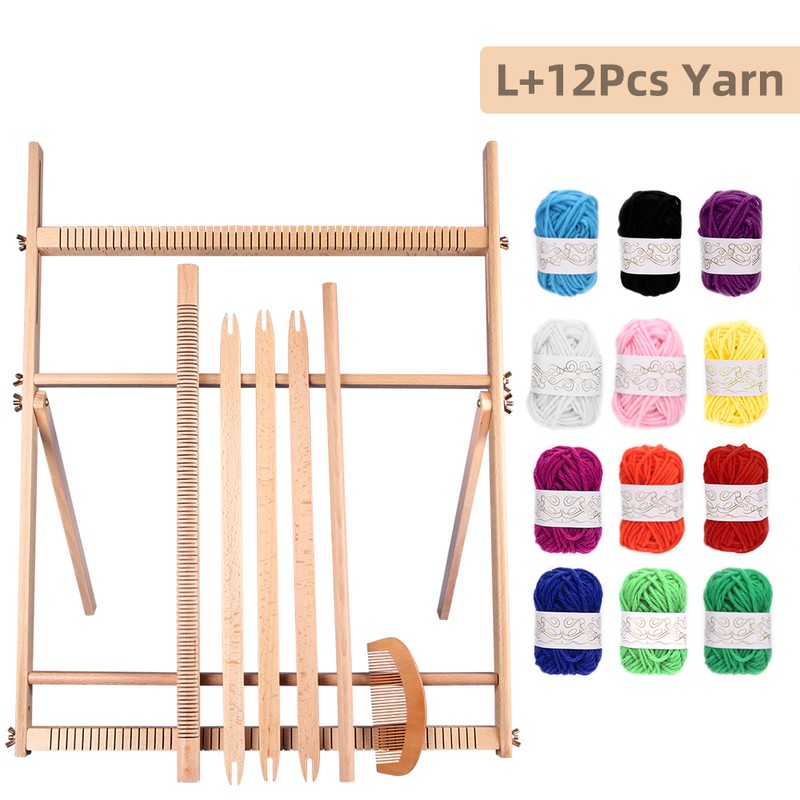 Wooden Weaving Loom Kit, S/M/L with Optional Yarn Bundle