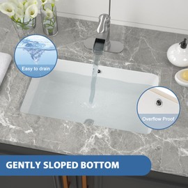 Couoko 21" x 13" Bathroom Vessel Sink Undermount Rectangle Modern White Ceramic Vanity Vessel Sinks with Overflow