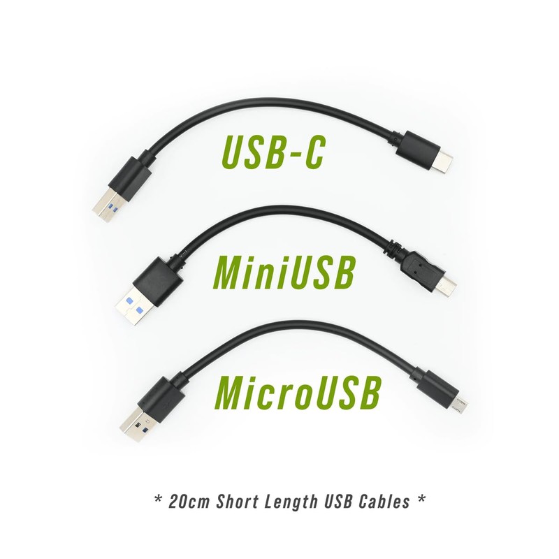 Dongar Set of 3 Short USB 3.0 Cables Including USB-A