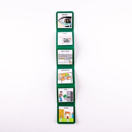PECS® Compact Community/Traveling Visual Schedule, 18" x 3" Unfolded, 3" x 3" Folded, for Transitions, School, Home, Work and Community. (Green)