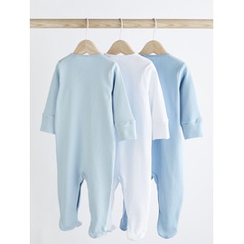 NEXT Organic Cotton Pyjamas Pack of 3, blue/white