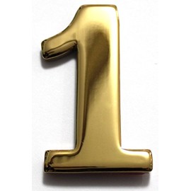 2" Solid Brass Mailbox Number #1 / Better Box Mailboxes Two Inch Tall Numbers with 3M Peel and Stick Auto Grade Adhesive - Clear Coat Sealed Weatherproof BN1