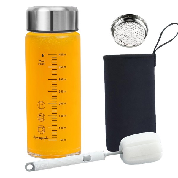 Glass Juice Bottles 16 oz - Wide Mouth Glass Water