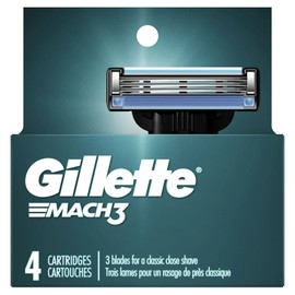Gillette Mach3 Razor Blade Refill ,Manual Razor Men , 4 count