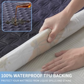 BEDLORE Waterproof Mattress Protector, Twin Size Noiseless Mattress Pad with Deep Pocket 6"-15" Depth, Soft Breathable Bed Mattress Cover Washable for Home, Bedroom, Hotel (Navy Blue)