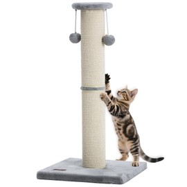 Kilodor Cat Scratching Post 34 Inches Large Sturdy Cat Post with Replaceable Sisal Scratcher and Hanging Ball Scratching Post for Indoor Cats Adult Grey