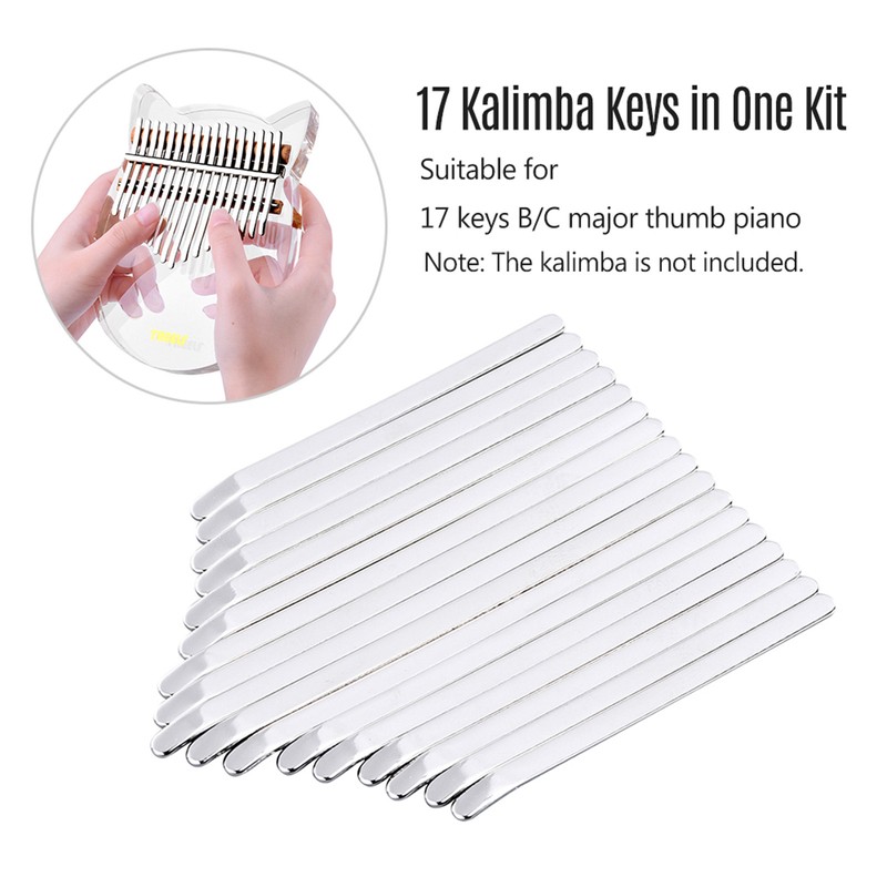 17 Keys Thumb Piano Keys Replacement Kit Manganese Steel for
