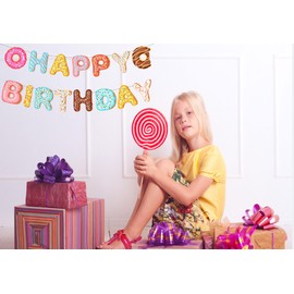 Donut Happy Birthday Banner Theme Birthday Party.For Children Birthday and BabyShower Party Supplies