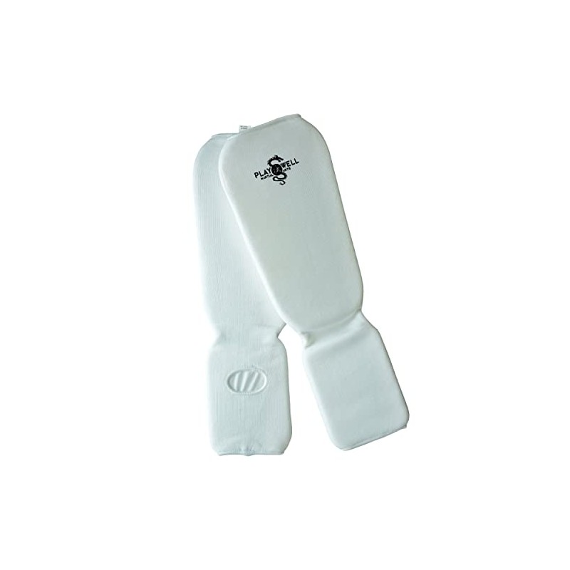 Martial Arts Elasticated Cotton Slip On Shin Instep Protectors White