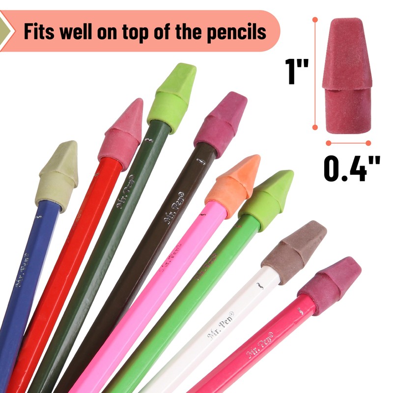 Mr. Pen- Pencil Erasers Toppers, 120 Pack, Late Harvest Color