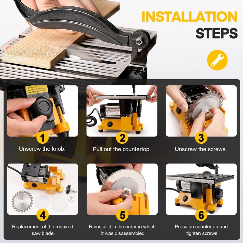Sbestily Mini Table Saw, Portable Multi-Functional Electric Miter Saw for