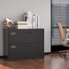 Yizosh 2 Drawer Black File Cabinet with Lock, Filing Cabinet