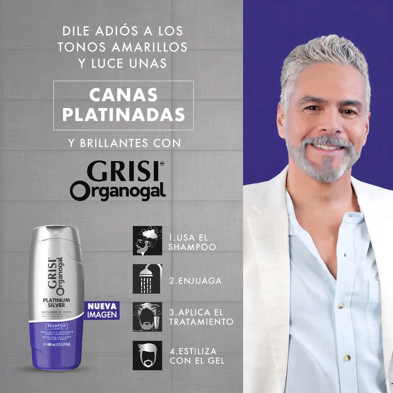 Shampoo Grisi Organogal Silver Canas Platinadas 400ml