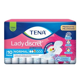 Tena Lady Tena Lady Discret Normal; Toalla Para Mujer, Incontinencia Ligera; Tena; 10 Piezas, color, 10 count