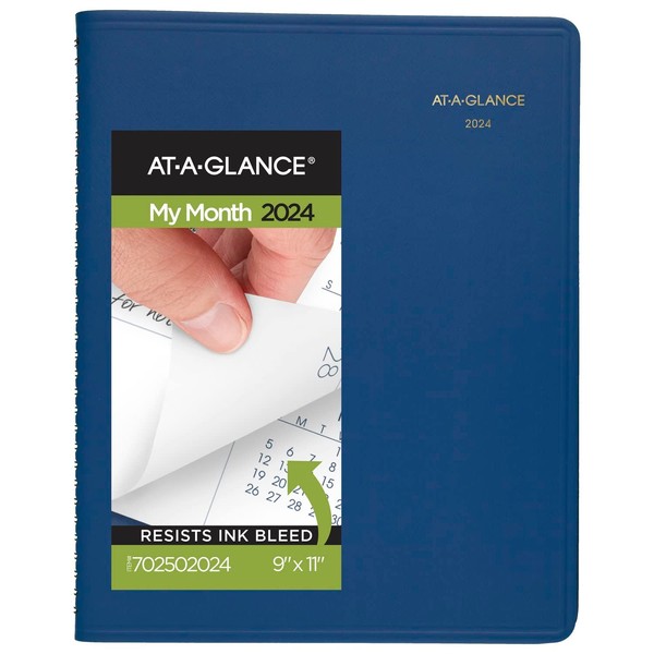 AT-A-GLANCE Fashion 2024 Monthly Planner, 9" x 11", Large, Blue