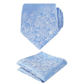 Alizeal - Conjunto de corbata con pañuelo floral para hombre de 3.15 pulgadas, 125-light Blue, Talla única