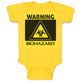 Custom Baby Bodysuit Warning Biohazard Funny Nerd Geek Funny Cotton Boy & Girl Baby Clothes Yellow Zest Design Only 6 Months