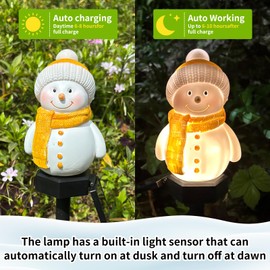 ZHAOFUBAO Solar Snowman Lights Decorations 2Pcs Outdoor Snowman Stanta Ornament Landscape Pathway for Patio Yard Garden Lawn Decor, Solar Powered Party Indoor (Pink)