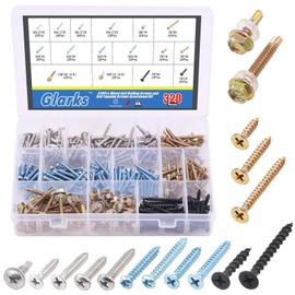 Glarks 320Pcs Mixed Self Drilling Screws and Self Tapping Screws Assortment Kit 16 Different Types Wood Screws, Sheet Metal Screws and Drywall Screws for Wood, Sheet Metal and Drywall Use