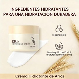 Crema Hidratante de Arroz con Ceramida, Crema Facial Coreana para Levantar y Reafirmar la Piel, Nutre Profundamente, Calma y Mejora la Textura para Todo Tipo de Piel (2 PCS)
