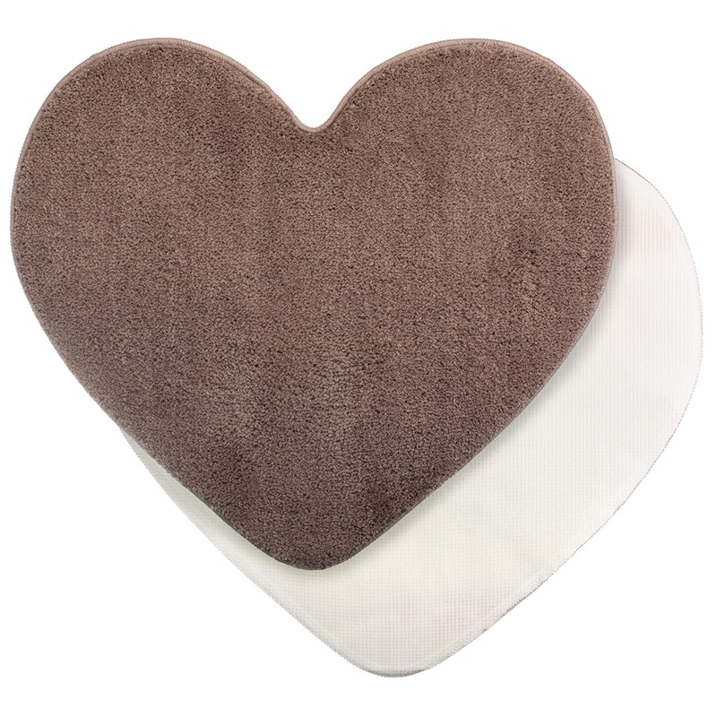 Brandsseller Heart Bath Mat, 70 x 80 cm, Taupe