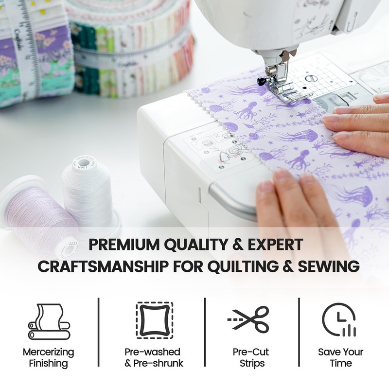 Craftido-18 Options-100% Cotton Jelly Roll Fabric Precut Strips for Quilting,