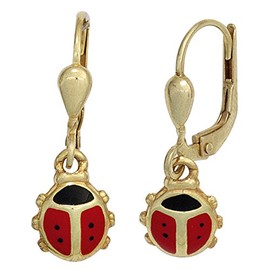 Jobo Bouton Earrings Earrings Earrings 333 Gold Ladybug Kids Regenbogen