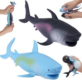 Shark Stress Balls (2Pack) Squishy Toys for Kids Adults, 8 Inch Shark Squishy Ball, Dough Ball, Animal Squeeze Stress Toys, Stretchy Stress Relief Sensory Fidget Toys, Party Favors, Birthday