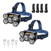 Set de 2 lámparas de cabeza recargables USB 5 LED