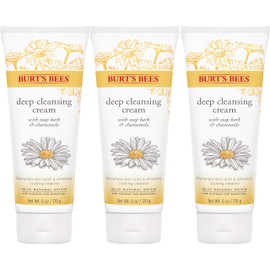 Burt's Bees Face Wash, Deep Facial Cleansing Cream, All Natural Cleanser with Chamomile, 6 Ounce (Pack of 3) (Packaging May Vary)