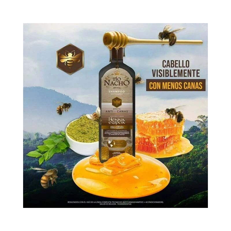 Tío Nacho Shampoo Anti-Caída y Anti-Canas con Jalea Real y