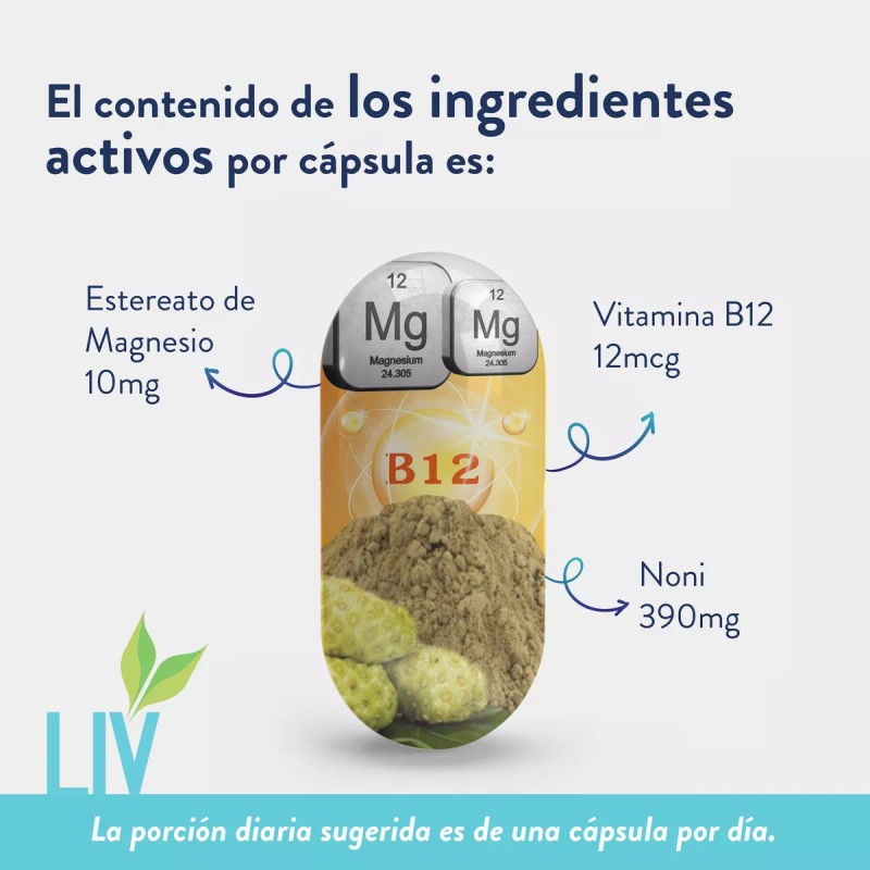 Liv Nutrition- Vitamina B12 Con 60 Cápsulas De 400mg