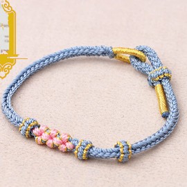 To My Granddaughter Bracelet "A Link That Can Never Be Undone"Peach Blossom Bracelet,Adjustable Braided Bracelet for Women, Inspirational Birthday Jewelry Christmas Stocking Stuffers for Women (blue)