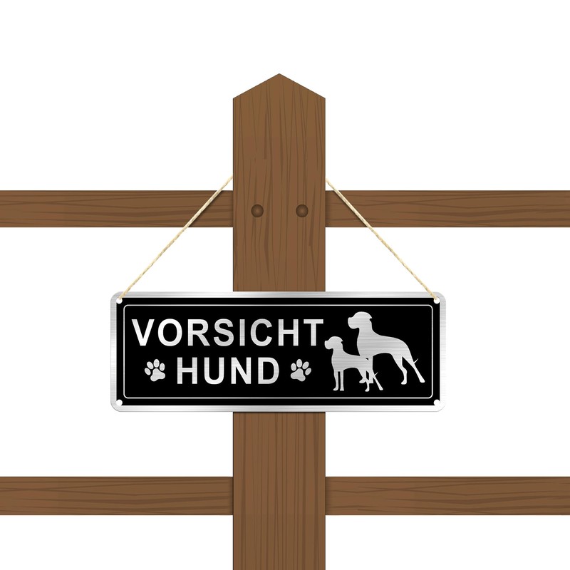 SINMAO Caution Bissiger Dog Sign Funny with 2 Dogs and