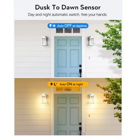 VIANIS White Exterior Garage Lighting Fixtures Wall Mount, 2 Pack Dusk to Dawn Sensor Outdoor Wall Lights for Porch, Modern Outside Lights for House, Outdoor Wall Sconces Lantern for Patio, Coach